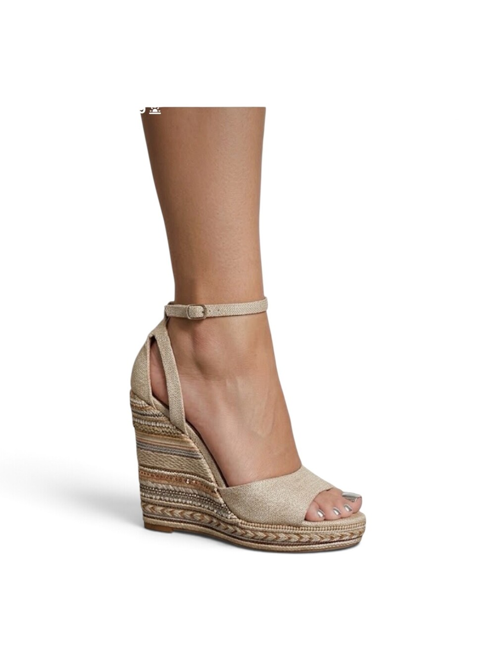 JustFab Kasabi Tan Woven Platform Wedge Espadrille Sandals 8